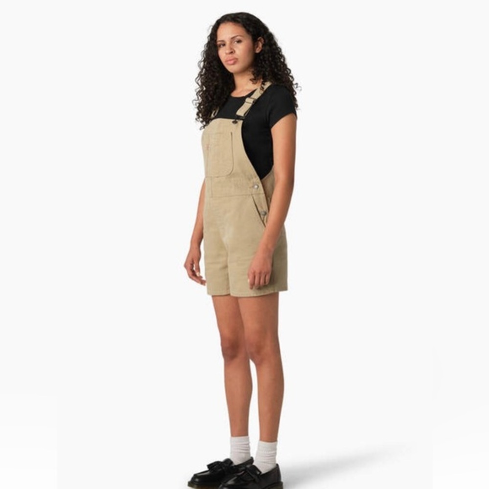 Dickies Duck Bib tan Stonewashed Desert Sand canvas‎ Shortalls overalls size L
